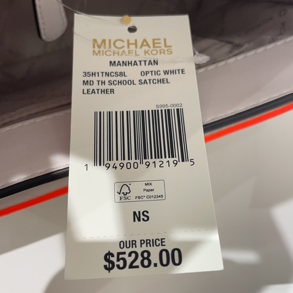 Michael Kors Manhattan contrast trim white satchel crossbody - Picture 8 of 12